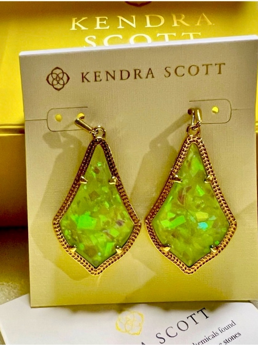 NWT Kendra Scott Alex Earrings Mint Illusion & Yellow Gold Rare & Retired GORG!